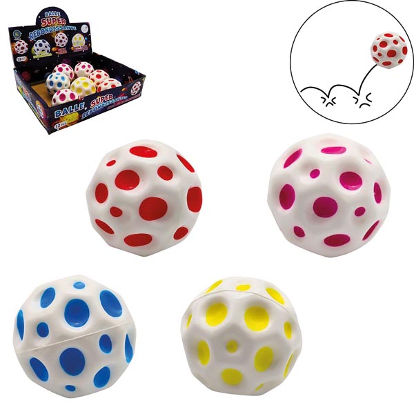 Super bouncy ball, 60mm, assorted colors, in a display box