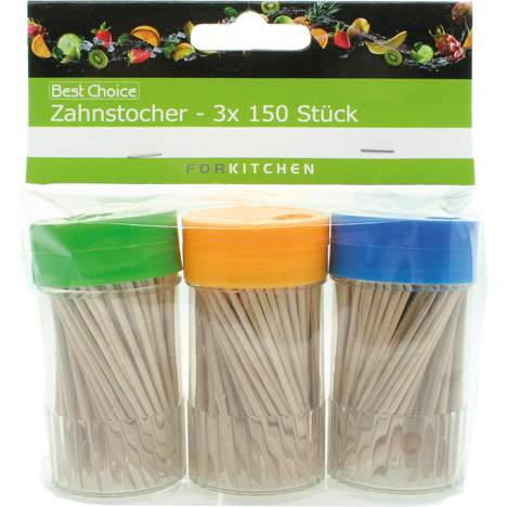 Zahnstocher 3x150er in Spenderdose , 7cm