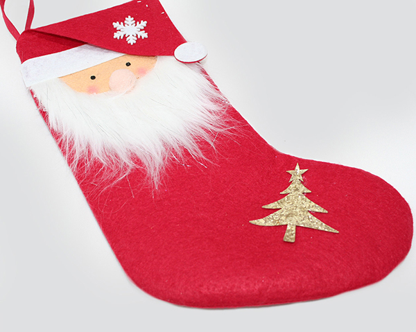 Santa boots XXL 31x19cm decorated with Santa head, star and