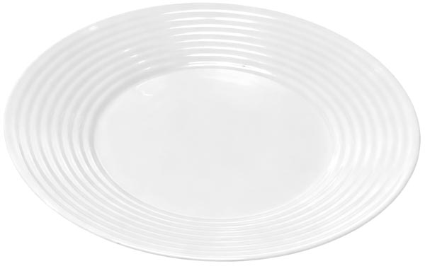 Opal Teller groß 26,6cm weiß Rillen Relief