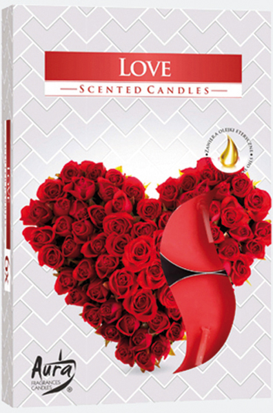 Tealights Scent 6s love in col. folded box