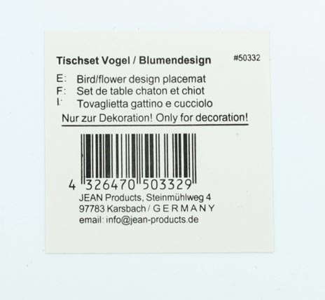 Tischset Vogel / Blumendesign, 44x28,5cm