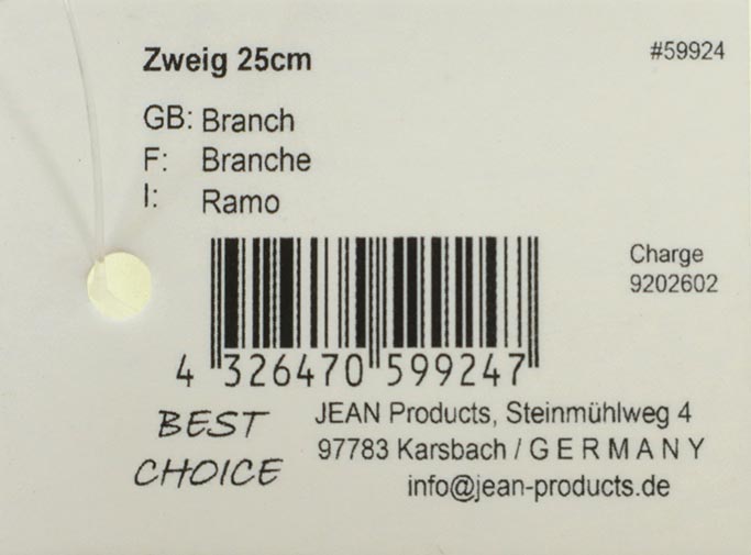 Zweig mit Holzstern 25cm mit glänzendem Apfel