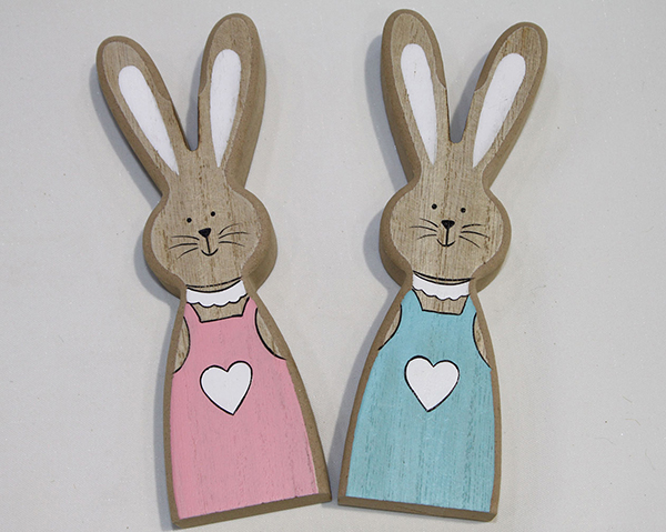 Wooden rabbit XL with long ears and colorful dress