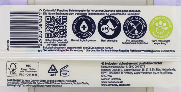 Cottonelle Feuchtes Toi.Papier Pure Sauberkeit