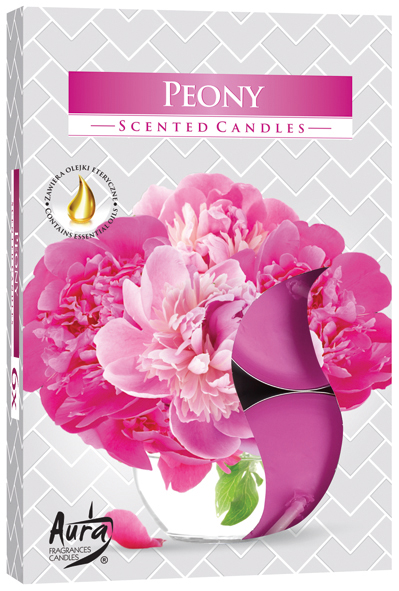 Tea lights scented 6 peony in folding box