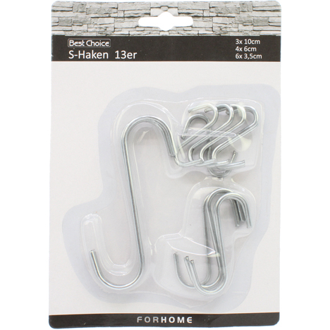 Hooks S-Form Stainless Steel 13pcs 3x10 4x6cm