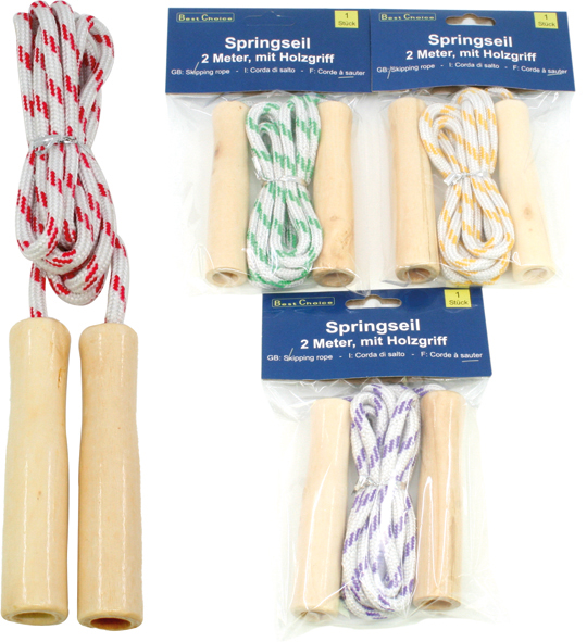 Jump Rope 2m Wooden Handles in Poly Bag