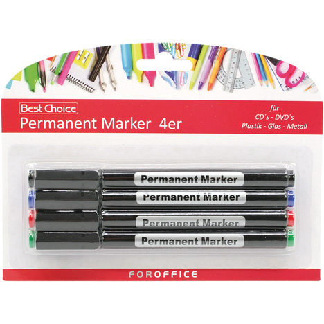 Permanentmarker universal 4er Set, 4 Farben sort.