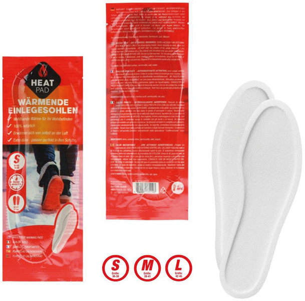 Heat insoles, 1 pair, 3 sizes polyester/activated