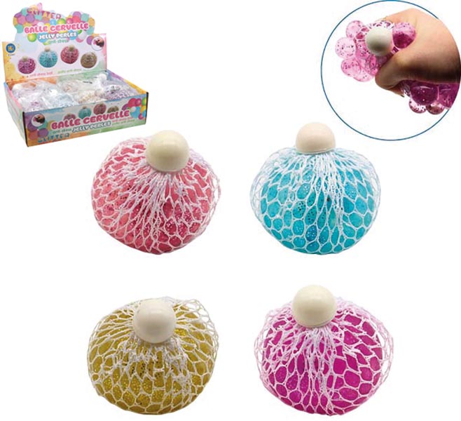 Quetschball mit Glitter 7cm, 4Fb 12er Display