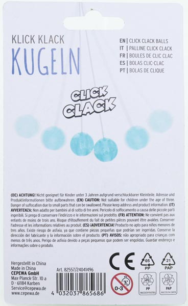 Klick Klack Kugeln 4/s Klacker Kugelspiel 4/s Blistercard