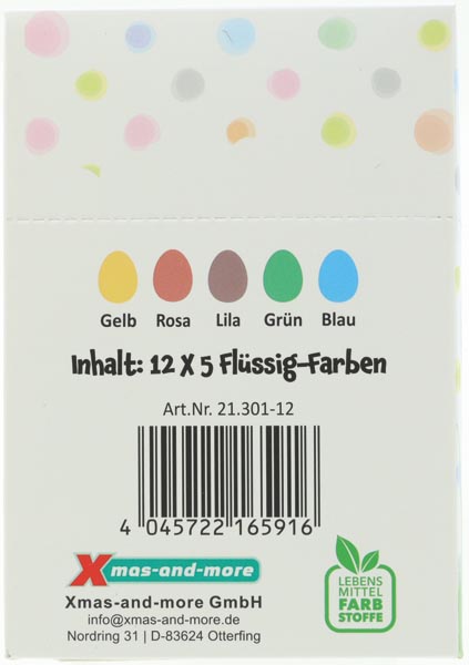 Ostereifarbe flüssig 5 Farben sort. Pastell