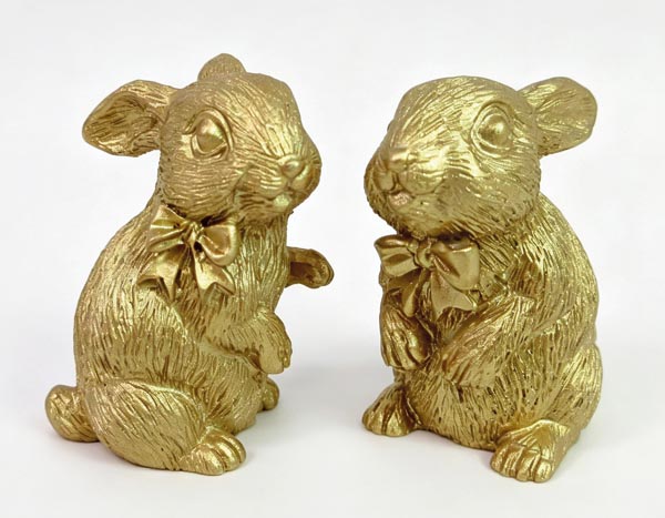 Goldfarbene Hasenfigur 6x3x4cm in sitzender und stehender
