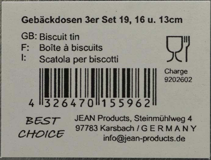 Gebäckdosen 3er Set aus Metall, 19,5x9cm