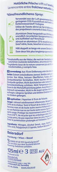 Nivea Déodorant 125ml Bio thè vert