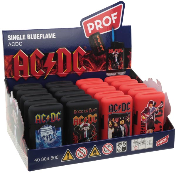 Briquet tempête jet-flame capsule AC/DC, présentoir de 20