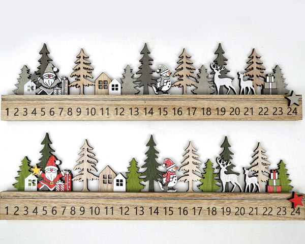Toller Adventskalender XL aus Holz 38x2,3x10cm