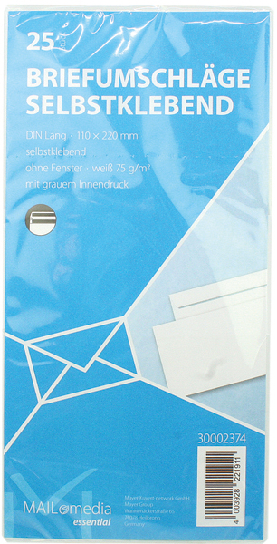 Envelopes 25pcs LONG Self-Adhesive 110x220mm