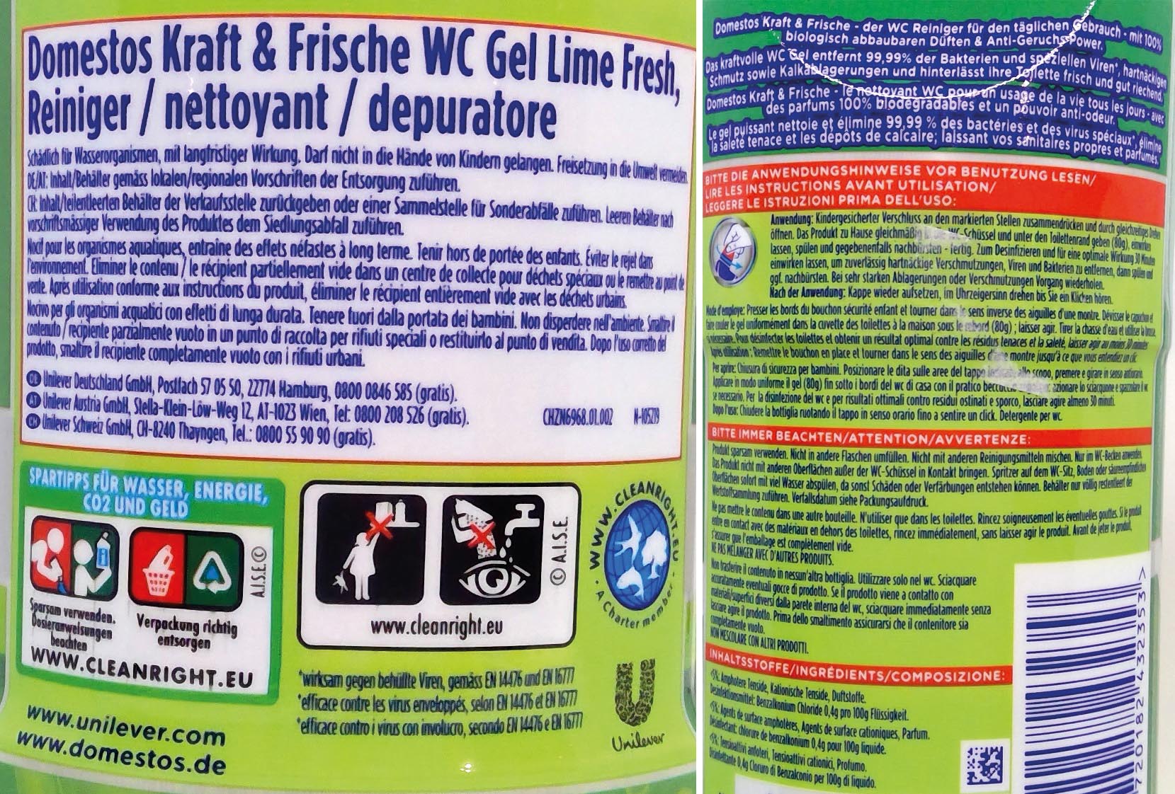 Domestos Toilet Cleaning Gel 750ml Lime Fresh