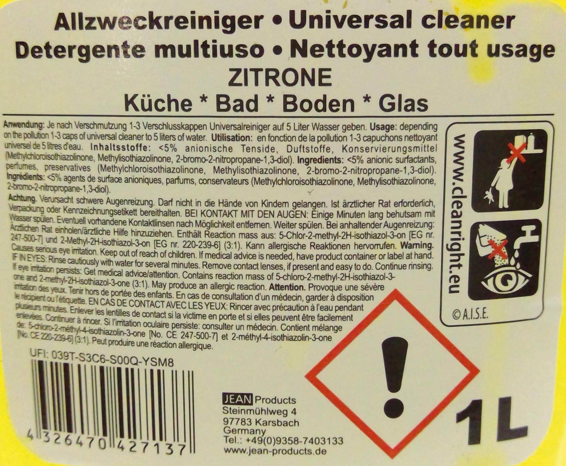 Allzweckreiniger CLEAN 1000ml Zitruskraft