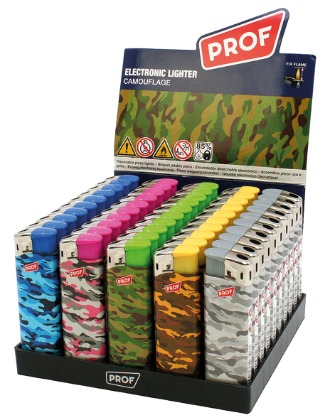 Lighter CAMOUFLAGE, 5 colors assorted in display