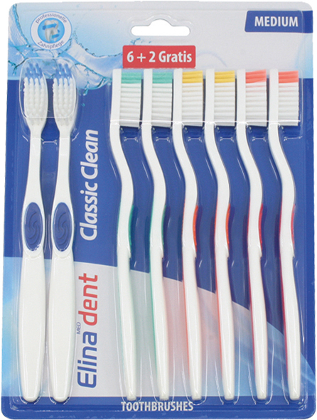 Toothbrush Elina 6+2 Classic Clean Medium