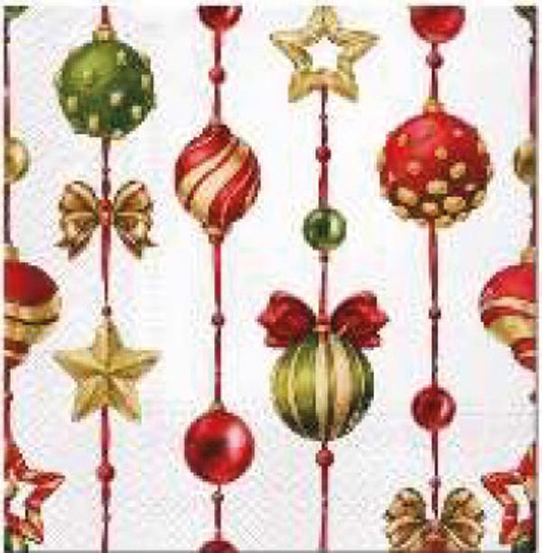 Servietten 20er, 3lagig 33x33cm antike Kugeln