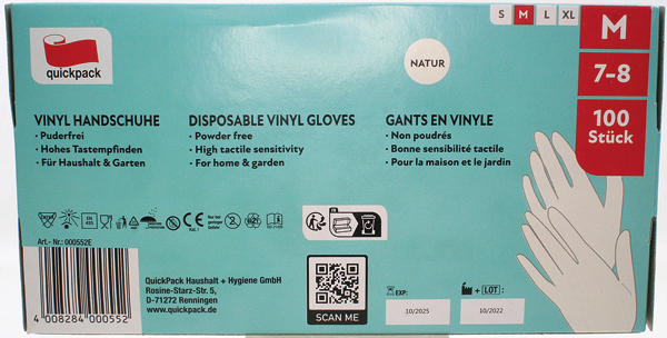 Gants jetables 100pcs taille M extra-fins