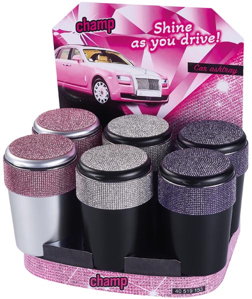 Autoaschenbecher LED „Bling Bling“, mit Glitzersteinen, sehr