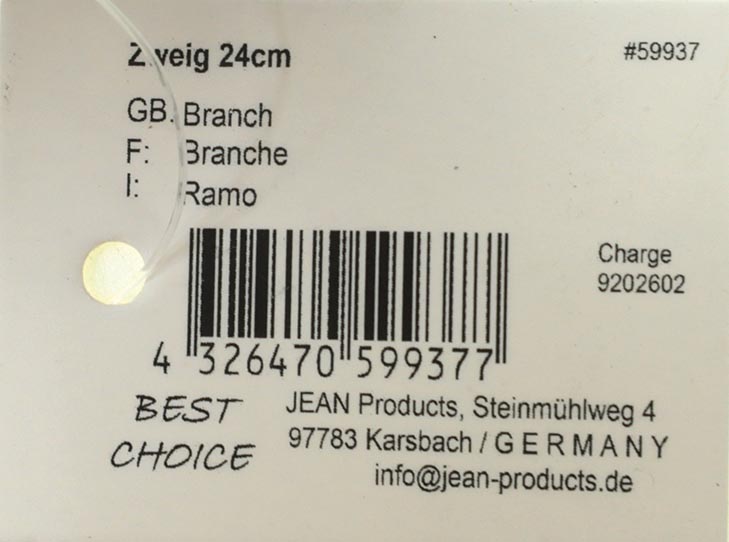Zweig 24cm mit glänzendem Apfel, Tannenzapfen mit Scheespitz