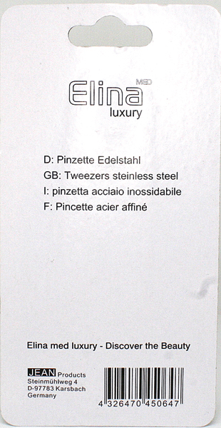 Tweezer stainless steal 9cm on card