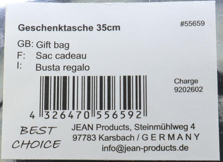 Geschenktasche metallic Flasche 35x10cm