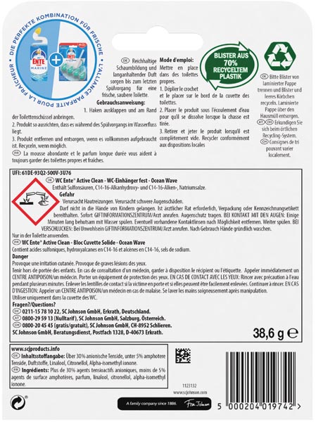 WC Ente Air Freshener Active Clean 38.6g Ocean
