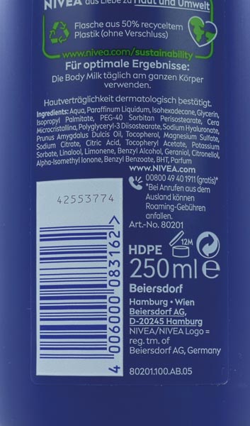 Nivea Body Milk 250ml