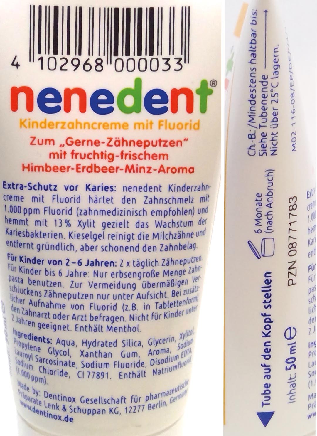 Nenedent Kinderzahncreme 50ml mit Fluor