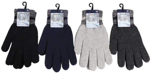 Winter Herren Handschuhe Uni/Gestreift 4f. sort