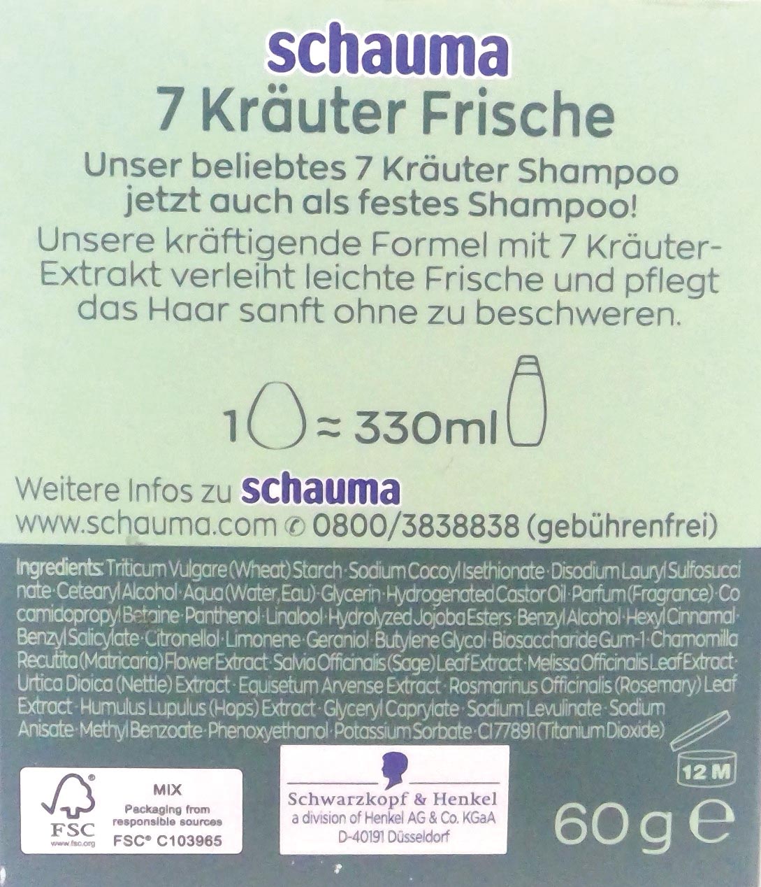 Schauma Shampoo 60g 7 herbs