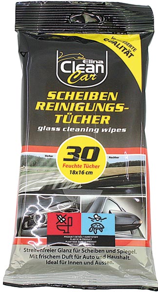 Auto Feuchttücher CLEAN Car Scheibe 30er 18x16cm