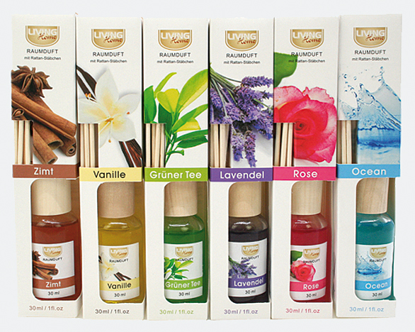 Roomfragrance set 30ml, sedge sticks 6 assorted