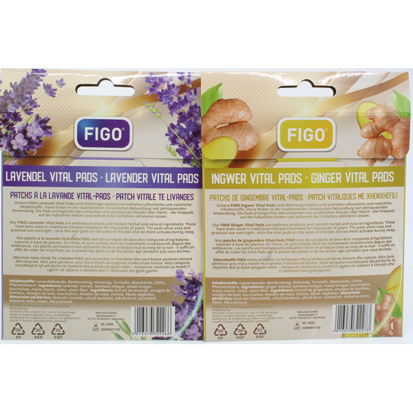 Vital foot pads 2 assorted. Ginger/Lavender Figo