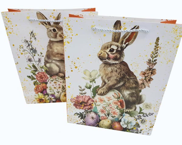 Geschenktasche Hase, Größe XL 32x26x10cm, matt, mit Kordel,
