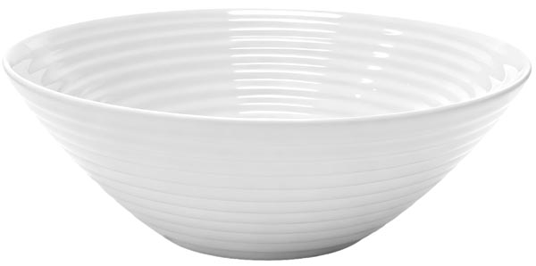 Opal Schüssel groß 16cm weiß mit Rillen Relief