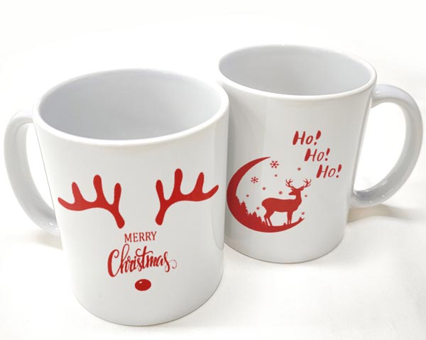 Kaffeebecher mit Elch weiss/rot 9,5x8cm