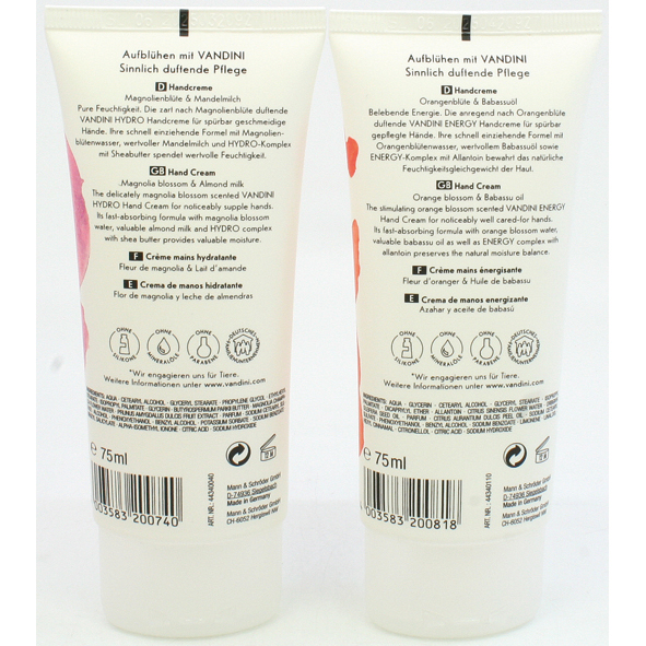 Vandini GP Hand Cream Hydro 75ml & Energy 75ml