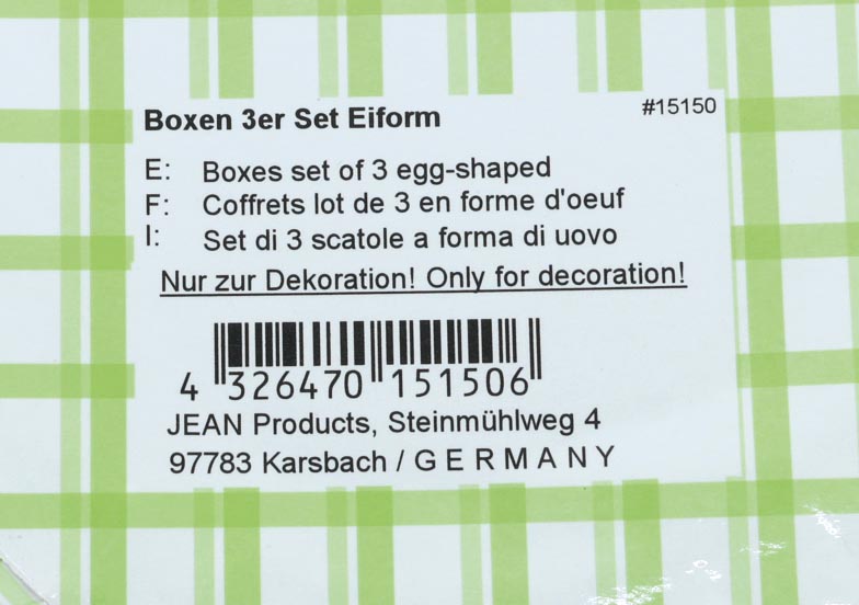 Boxen 3er Set Eiform , Größe A: 20,5cm, B:18,5cm