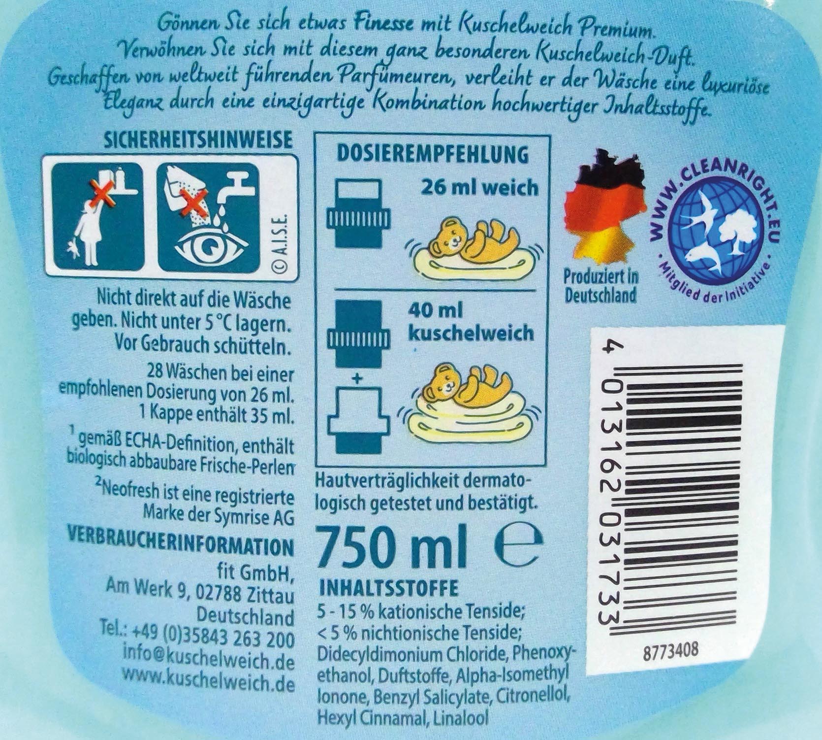 Kuschelweich 750ml Premium Finesse 28WL