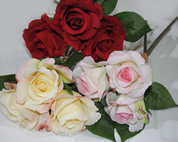 Rosen-Strauch mit 3 Köpfen, 25cm
