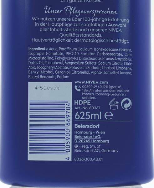 Nivea Bodymilk 625ml mit Pumpe