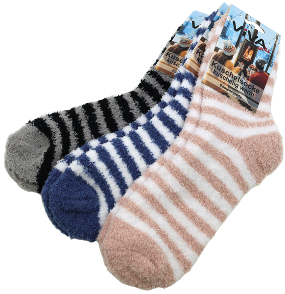 Socks Cuddly Woman Stipe design 5 color sort.